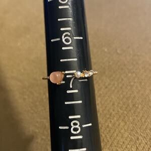 Gold ring with peach gem 7 women jewelry dainty cottagecore fairycore